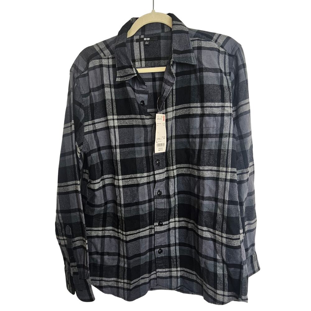 Uniqlo Womens Plaid Flannel Shirt Sz L Gorpcore Casual Grunge Skater Soft Layer